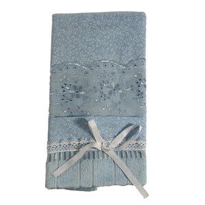 Dohler Embellished Hand Towel Lace Ribbon Pale Blue Decorative 19.5" X 12.5"